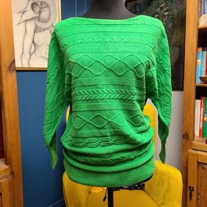 Liz Claiborne Green Cable Knit Sweater Size S
